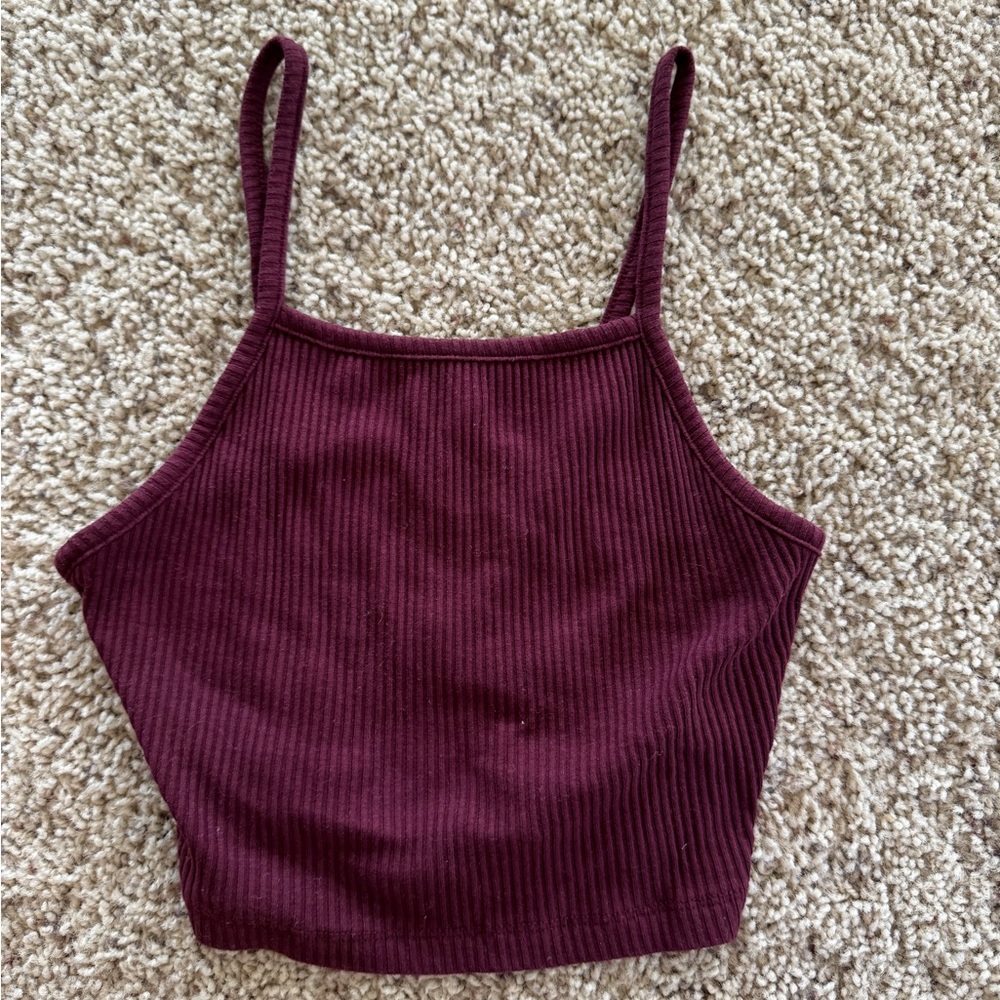 Aeropostale Cropped Maroon Tank Top